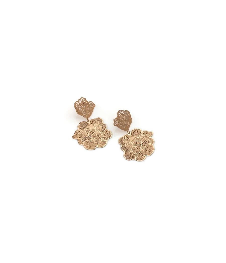 Brincos Florais Rendilhados em Dourado